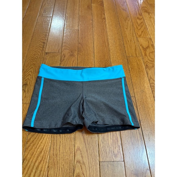 Xersion Fitted Activewear Shorts Gray Turquoise Athletic Gym Running Womens M - Picture 1 of 8